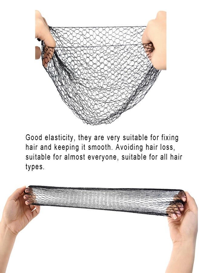 ياتشيو 12 قطعة من شبكة الشعر السميكة السوداء غير المرئية ذات الحواف المرنة، شبكة شعر قابلة لإعادة الاستخدام للنساء، مناسبة لتسريحات الكعكة، وخدمة الطعام، والباليه (20 بوصة). - Image 4